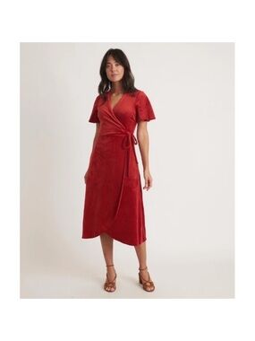 Marine layer Red Velvet Wrap Midi Dress
